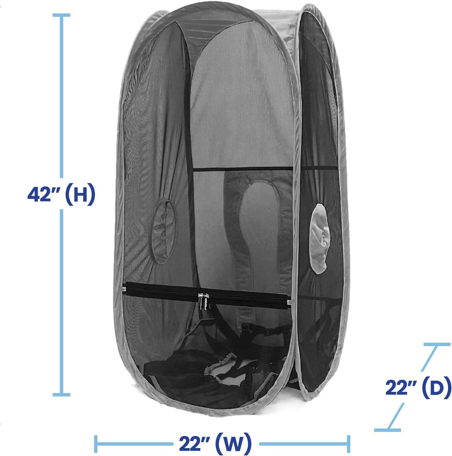 imageWeatherPod Short BugScreen Walking Pod PopUp Wearable Mosquito ampamp Bug Screen with Mesh Fine Gauge Fully Enclosed Personal Bubble Dark GrayDark Gray