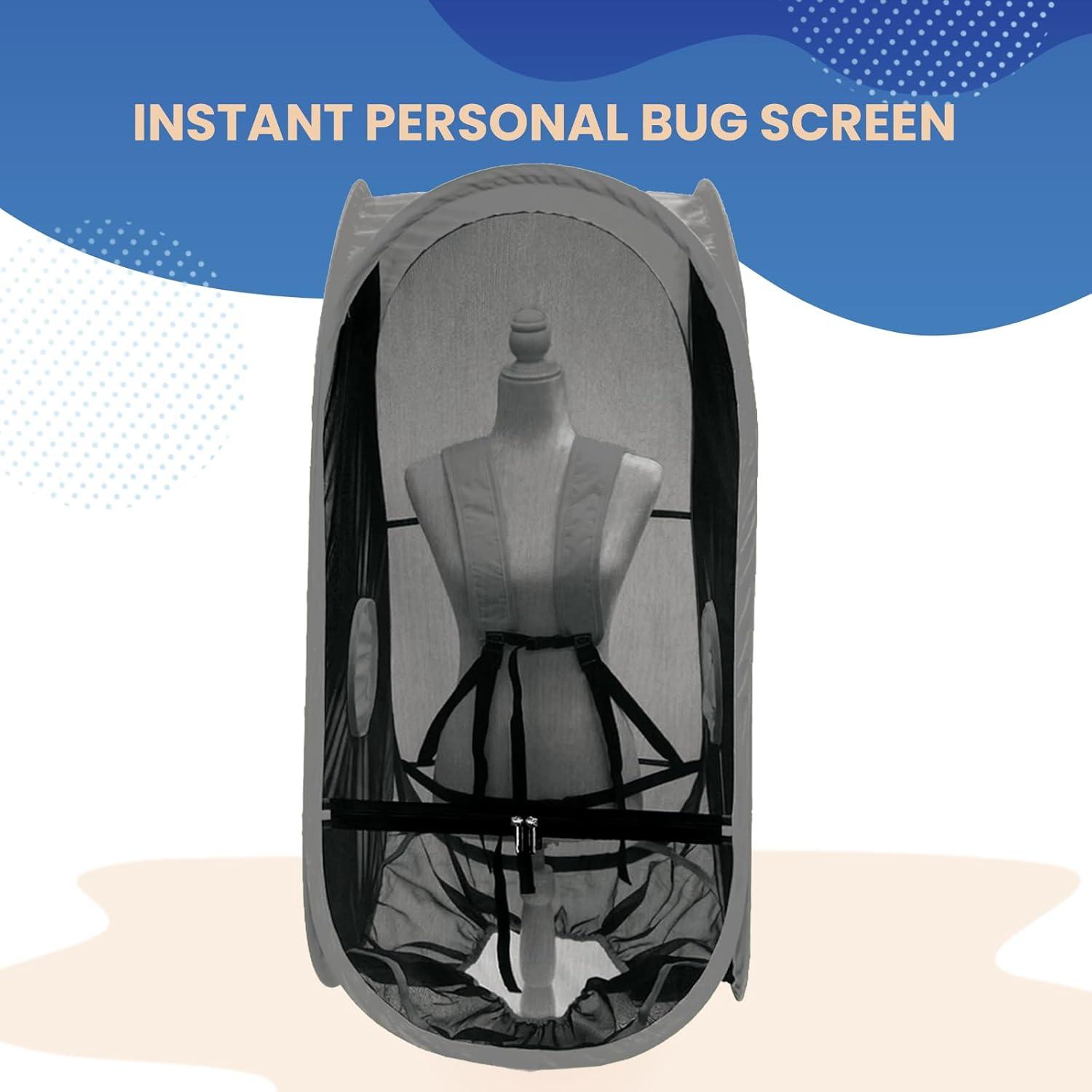 imageWeatherPod Short BugScreen Walking Pod PopUp Wearable Mosquito ampamp Bug Screen with Mesh Fine Gauge Fully Enclosed Personal Bubble Dark GrayDark Gray