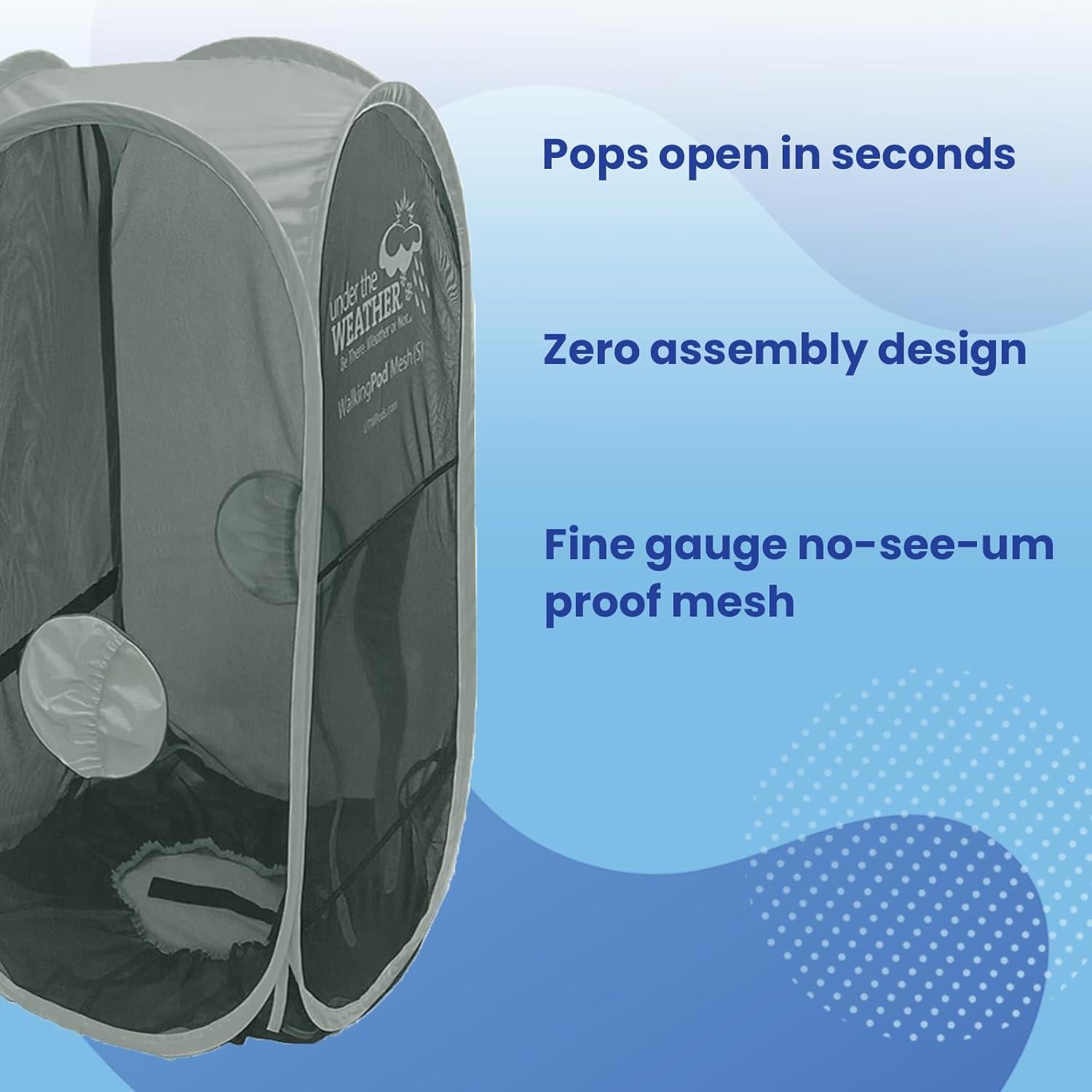 imageWeatherPod Short BugScreen Walking Pod PopUp Wearable Mosquito ampamp Bug Screen with Mesh Fine Gauge Fully Enclosed Personal Bubble Dark GrayDark Gray