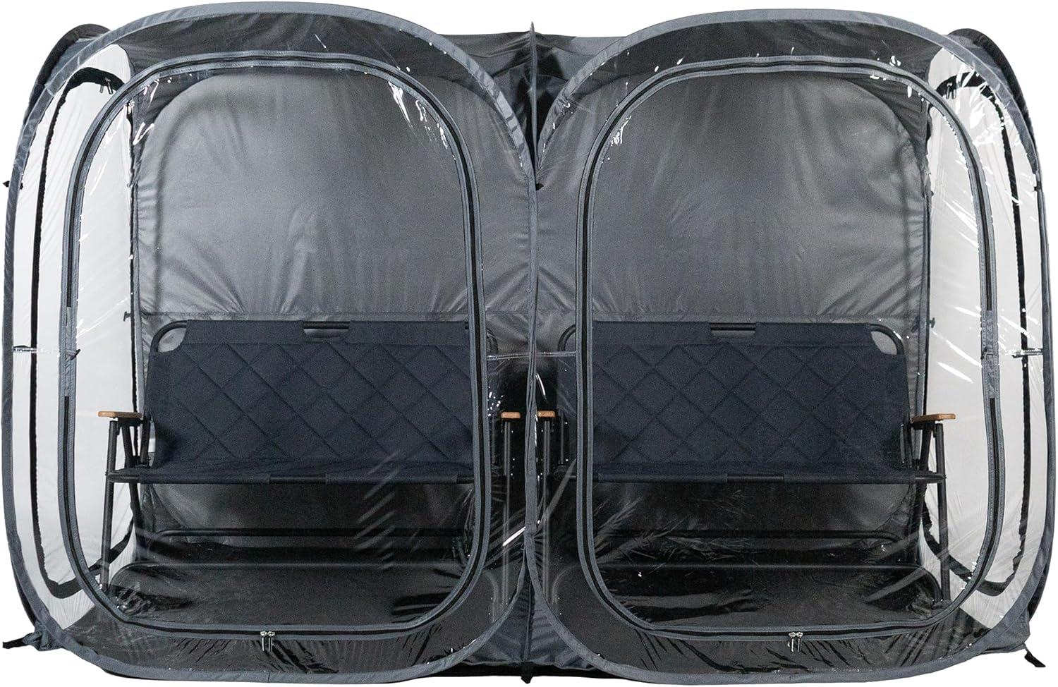 imageWeatherPod The Original Shark Tank SidebySide 24 Person PopUp Pod Stay Warm Dry and Out of The Sun Weather Pod for Sports Rain or Wind Simple to Set Up and Tear DownGray