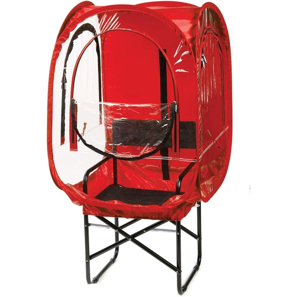 imageWeatherPod ChairPod The Original PopUp Pod 1 Person Wearable Pod for Wheelchairs Folding Chairs Camping Chairs Offers Protection from The Wind Rain and Cold Chair Tent for SportsRed