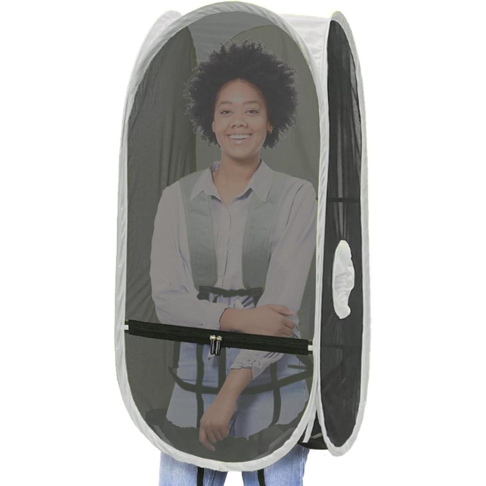 imageWeatherPod Short BugScreen Walking Pod PopUp Wearable Mosquito ampamp Bug Screen with Mesh Fine Gauge Fully Enclosed Personal Bubble Dark GrayDark Gray