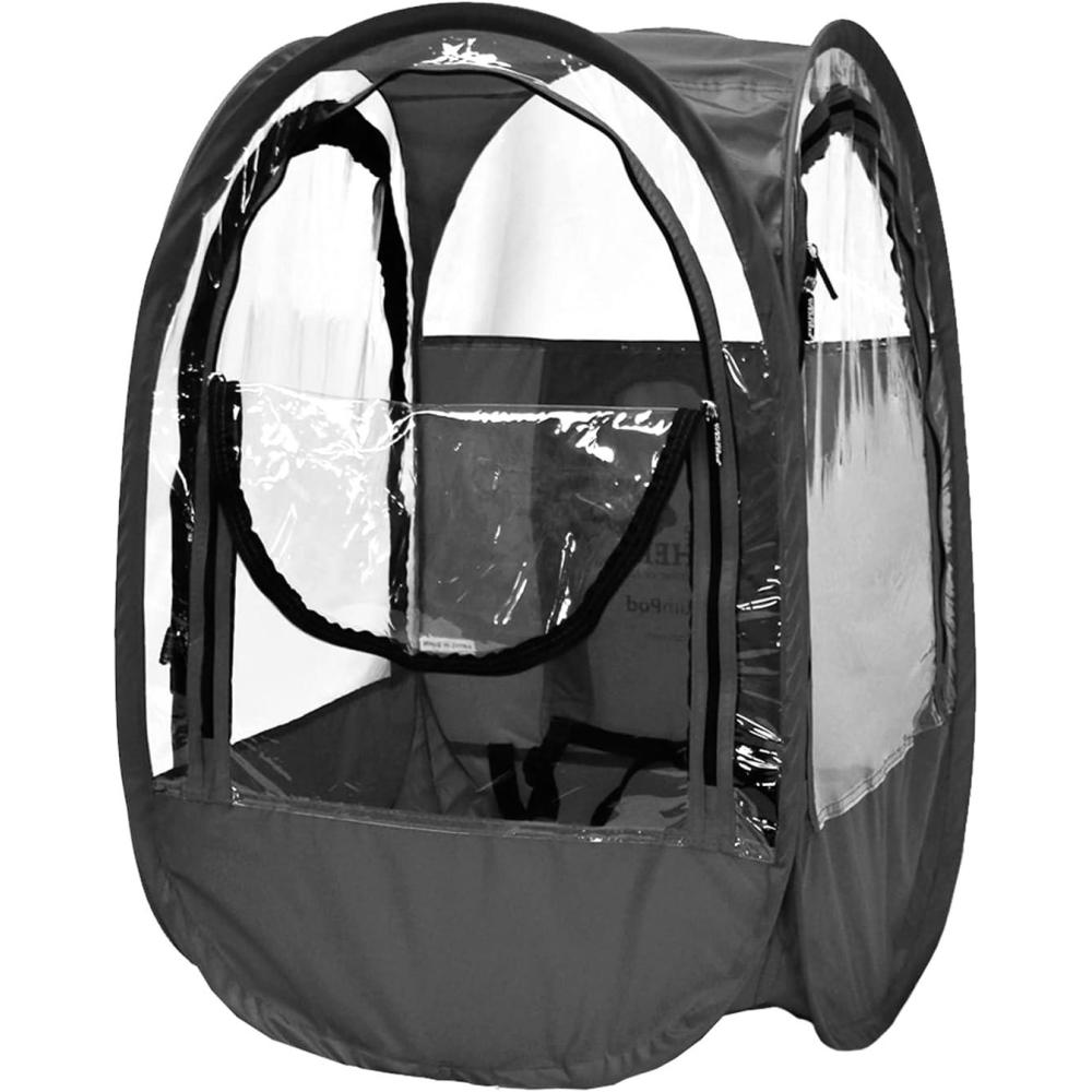 imageWeatherPod StadiumPod The Original PopUp Pod  1 Person Wearable Stadium Pod  Protection from The Wind Rain and Cold  Weather Pod for The Bleachers  Personal Tent for Sporting EventsBlack