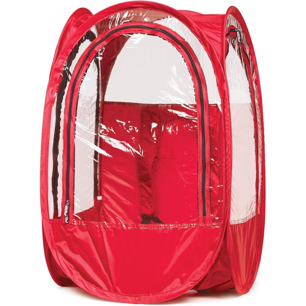 imageWeatherPod StadiumPod The Original PopUp Pod 1 Person Wearable Stadium Pod Protection from The Wind Rain and Cold Weather Pod for The Bleachers Personal Tent for Sporting EventsRed