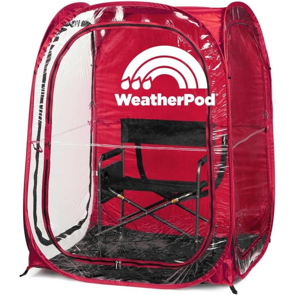 imageWeatherPod The Original Shark Tank MyPod 12 Person PopUp Pod Stay Warm Dry and Out of The Sun Weather Pod for Sports Rain or WindRed
